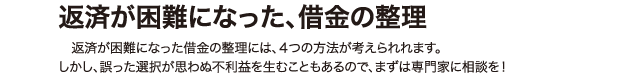 返済が困難になった、借金の整理